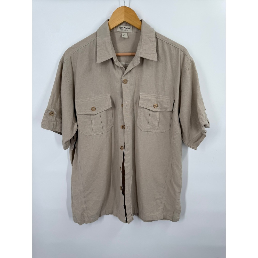 Earth Nature Mens 2XL Utility Shirt Safari Casual Gorpcore Hiking Natural